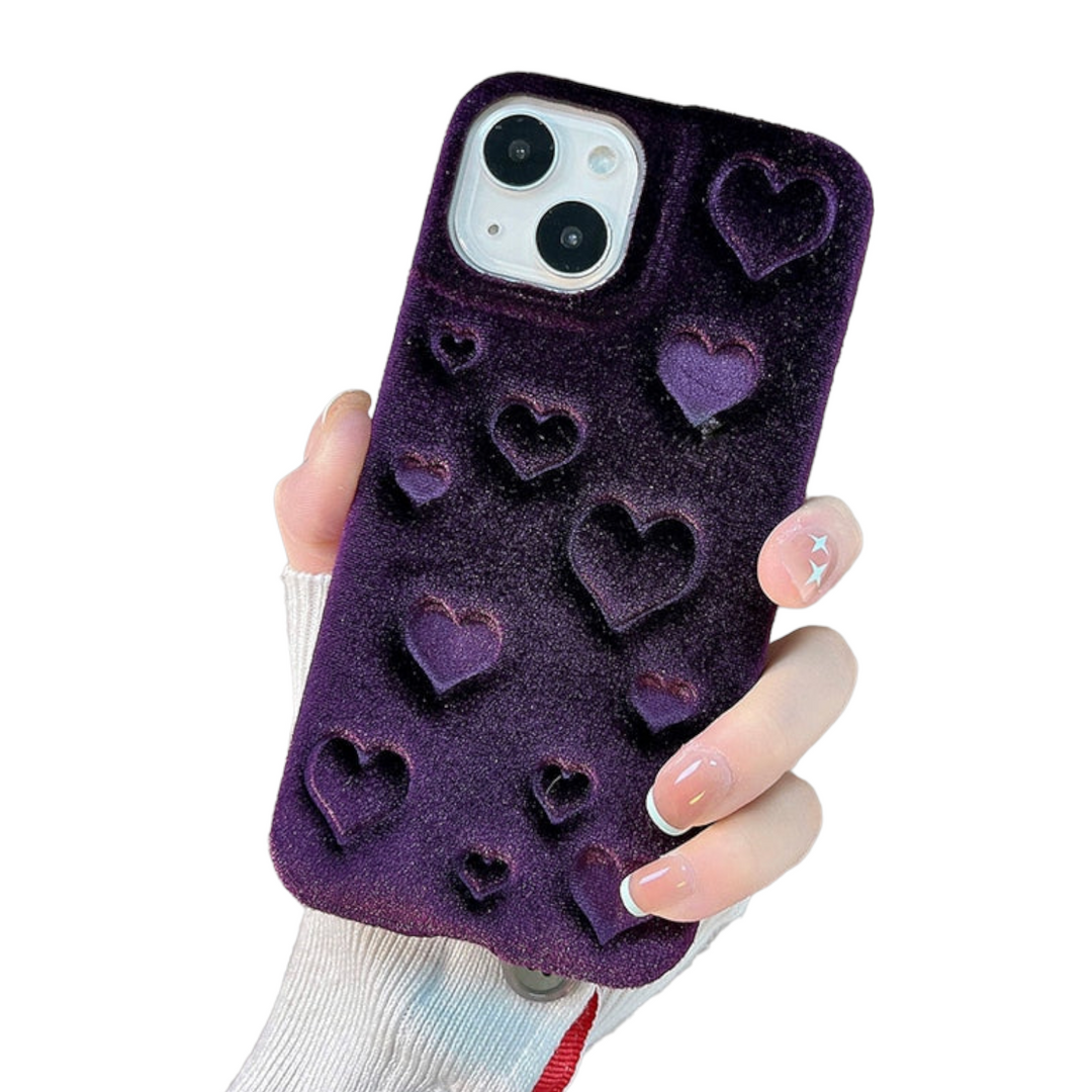 Weiche Stoff 3D Herz Hülle/Case für iPhone 16, 15, 14-Serie | ZITOCASES®