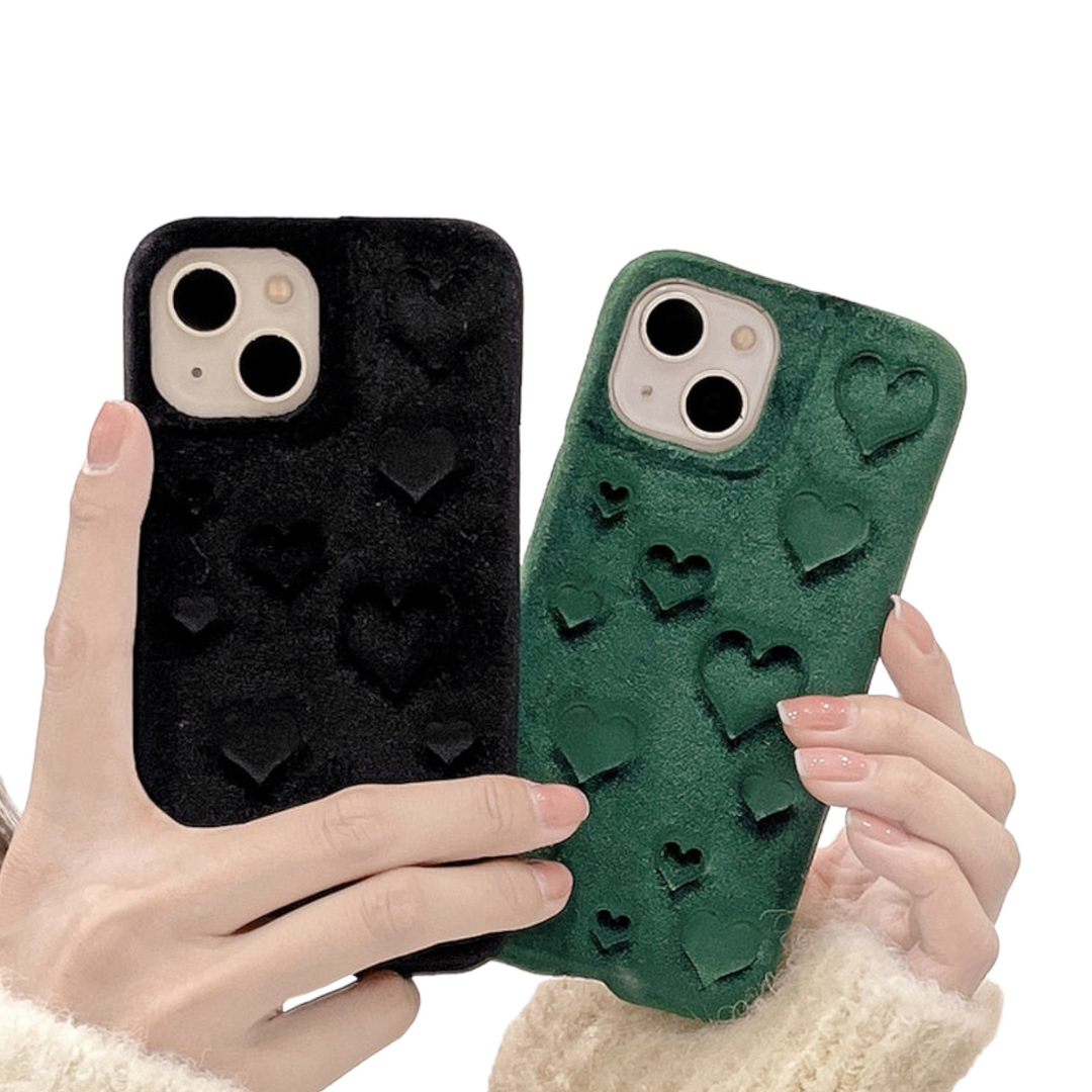 Weiche Stoff 3D Herz Hülle/Case für iPhone 16, 15, 14-Serie | ZITOCASES®