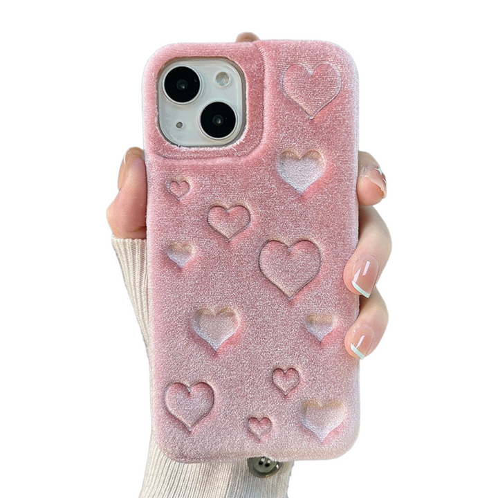 Weiche Stoff 3D Herz Hülle/Case für iPhone 16, 15, 14-Serie | ZITOCASES®