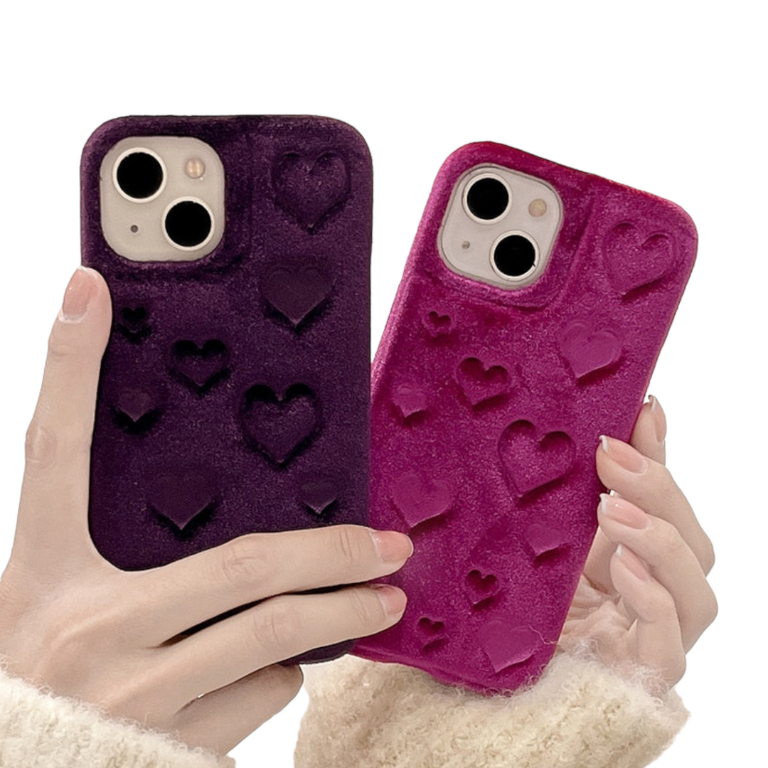 Weiche Stoff 3D Herz Hülle/Case für iPhone 16, 15, 14-Serie | ZITOCASES®