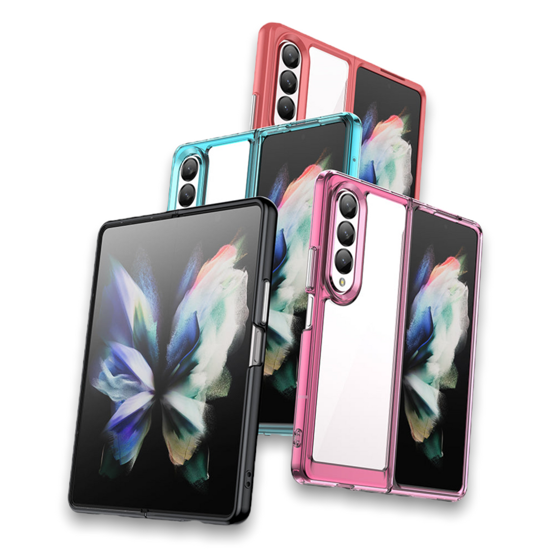 Transparente Silikon/Plastik Hülle/Case mit buntem Rahmen für Samsung Galaxy Z Fold 6, 5, 4, 3, 2 | ZITOCASES®