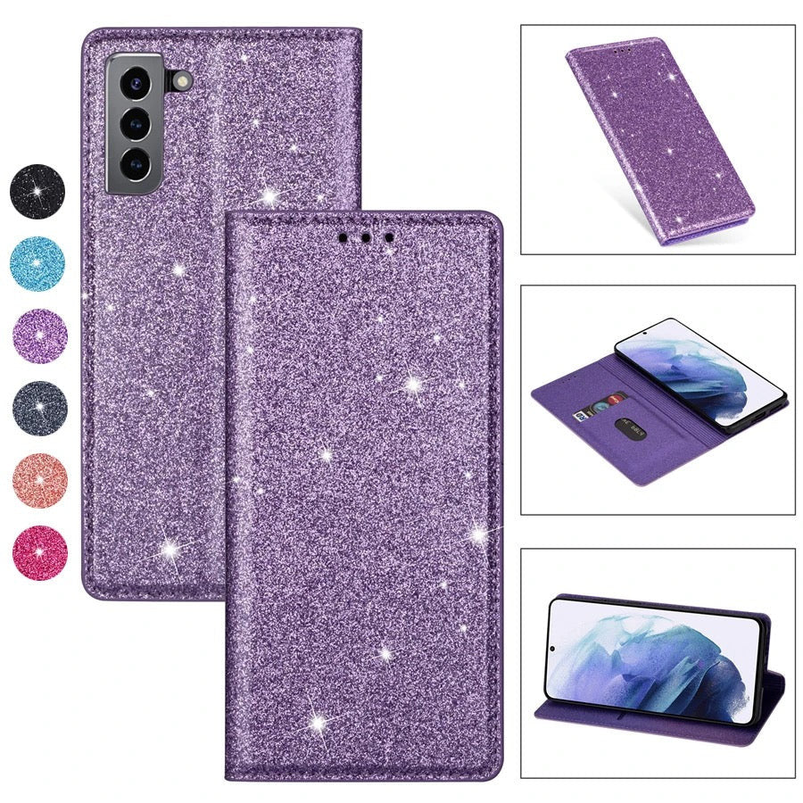 Glitzer Kunstleder Klapp Hülle/Flip Case für Samsung Galaxy S24, S23-Serie | ZITOCASES®