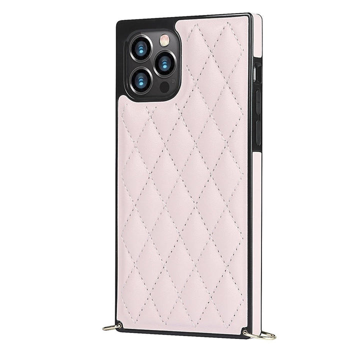 Karierte Kunstleder Hülle/Case zum Umhängen (Inkl. Edelstahl Kordel) für iPhone 16, 16 Plus, 16 Pro, 16 Pro Max, 15, 15 Plus, 15 Pro, 15 Pro Max, 14, 14 Plus, 14 Pro, 14 Pro Max, 13, 13 Pro, 13 Pro Max, 13 Mini, 12, 12 Pro, 12 Pro Max, 12 Mini, SE, 11 | ZITOCASES®