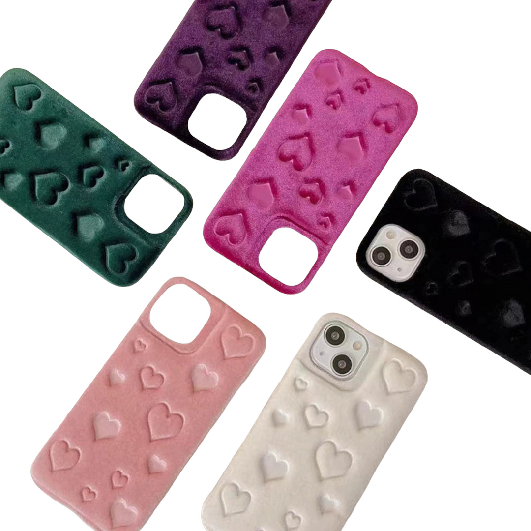 Weiche Stoff 3D Herz Hülle/Case für iPhone 16, 15, 14-Serie | ZITOCASES®