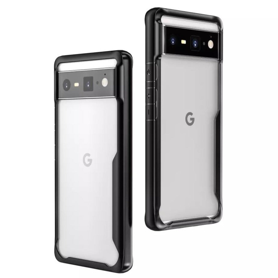 Transparente Silikon/Plastik Hülle/Case mit schwarzen Rahmen für Google Pixel 9, 9 Pro, 9 Pro XL, 9A, 8, 8 Pro, 8A, 7, 7 Pro, 7A, 6, 6 Pro, 6A, 5, 4, 4 XL, 4A, 3, 3 XL, 3A, 3A XL | ZITOCASES®