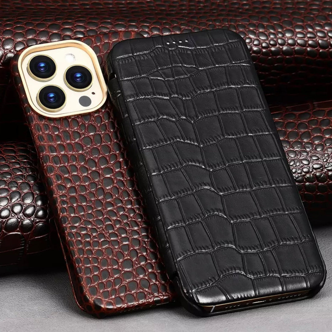 Krokodil-Leder Optik Klapp Hülle/Flip Case für iPhone 16, 16 Plus, 16 Pro, 16 Pro Max, 15, 15 Plus, 15 Pro, 15 Pro Max, 14, 14 Plus, 14 Pro, 14 Pro Max, 13, 13 Pro, 13 Pro Max, 13 Mini, 12, 12 Pro, 12 Pro Max, 12 Mini, SE, 11, 11 Pro, 11 Pro Max | ZITOCASES®