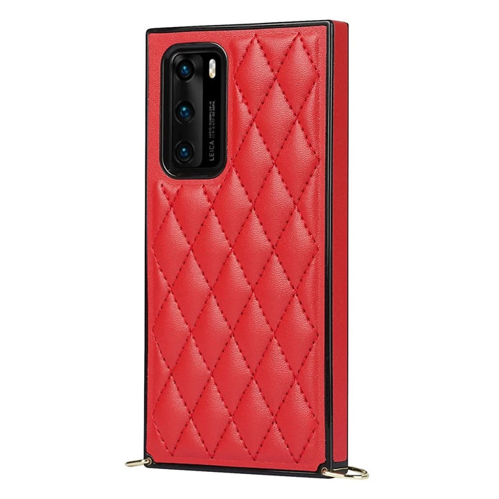 Karierte Kunstleder Hülle/Case zum Umhängen (Inkl. Edelstahl Kordel) für Huawei Pura 70, 70 Pro, 70 Ultra, P60 Pro, P50, P50 Pro, P40, P40 Pro, P30, P30 Lite, P30 Pro, P20, P20 Pro, Mate 60 Pro, 50 Pro, 40 Pro, Nova 12s, 12i, 12 SE | ZITOCASES®