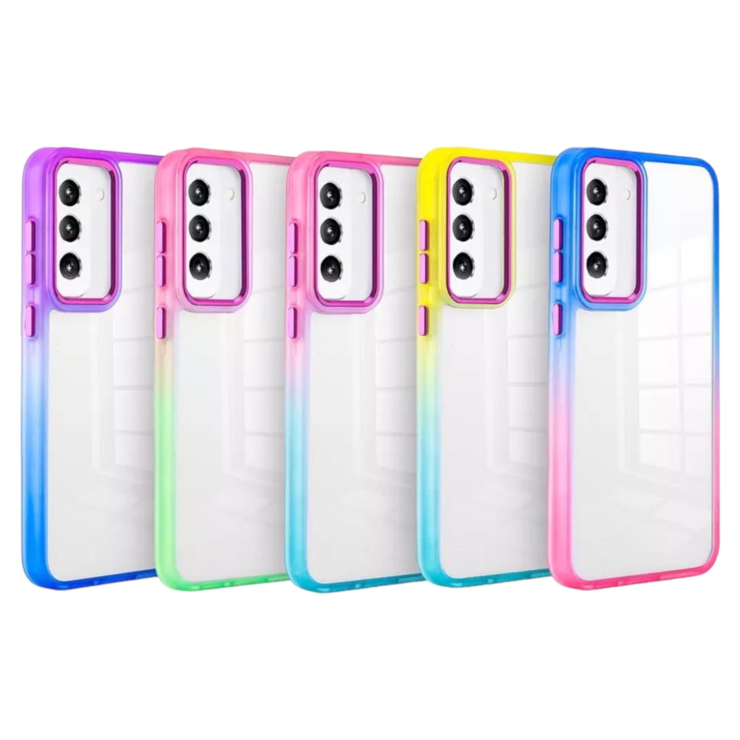 Transparente Silikon Hülle/Case mit Regenbogen Rahmen für Samsung Galaxy S24, Note-Serie | ZITOCASES®