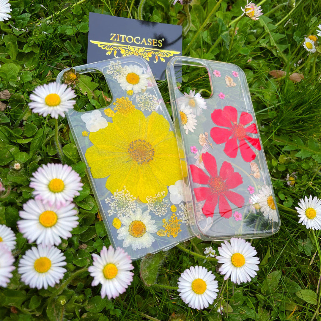 Gepresste Blumen-Blüten Hülle/Case für iPhone 16, 16 Plus, 16 Pro, 16 Pro Max, 16e, 15, 15 Plus, 15 Pro, 15 Pro Max, 14, 14 Plus, 14 Pro, 14 Pro Max, 13, 13 Pro, 13 Pro Max, 13 Mini, 12, 12 Pro, 12 Pro Max, 12 Mini, SE, 11, 11 Pro, 11 Pro Max | ZITOCASES®