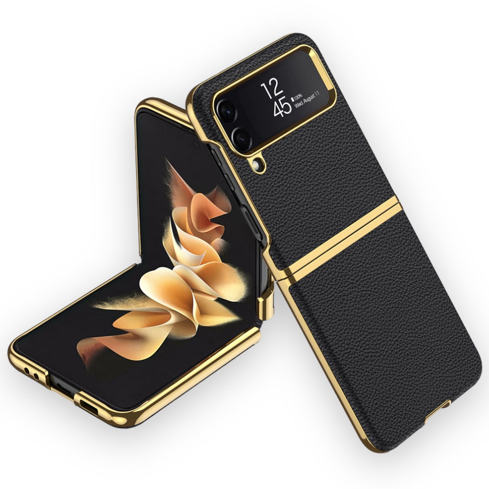 Luxus Kunstleder/Gold Optik Hülle/Case für Samsung Galaxy Z Flip 6, 5, 4, 3 | ZITOCASES®