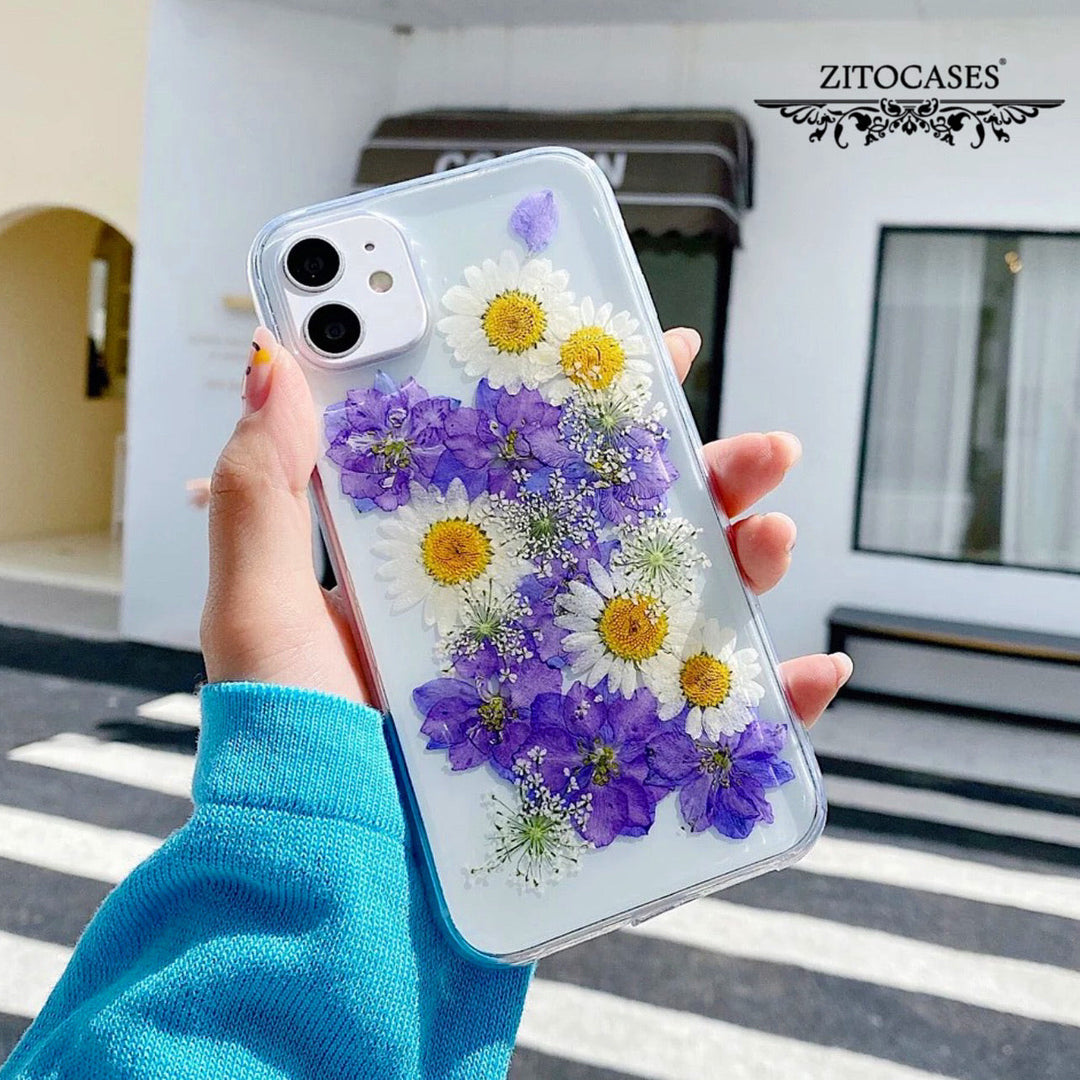 Gepresste Blumen-Blüten Hülle/Case für iPhone 16, 16 Plus, 16 Pro, 16 Pro Max, 16e, 15, 15 Plus, 15 Pro, 15 Pro Max, 14, 14 Plus, 14 Pro, 14 Pro Max, 13, 13 Pro, 13 Pro Max, 13 Mini, 12, 12 Pro, 12 Pro Max, 12 Mini, SE, 11, 11 Pro, 11 Pro Max | ZITOCASES®