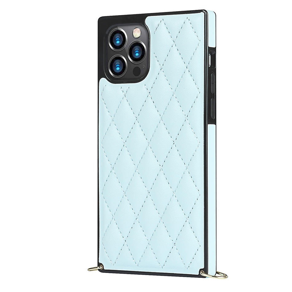 Karierte Kunstleder Hülle/Case zum Umhängen (Inkl. Edelstahl Kordel) für iPhone 16, 16 Plus, 16 Pro, 16 Pro Max, 15, 15 Plus, 15 Pro, 15 Pro Max, 14, 14 Plus, 14 Pro, 14 Pro Max, 13, 13 Pro, 13 Pro Max, 13 Mini, 12, 12 Pro, 12 Pro Max, 12 Mini, SE, 11 | ZITOCASES®