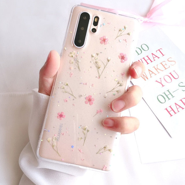 Gepresste Blumen-Blüten Hülle/Case für Huawei Pura 70, 70 Pro, 70 Ultra, P60 Pro, P50, P50 Pro, P30, P30 Pro, P20, P20 Pro, Mate 60 Pro, 50 Pro, 40 Pro, Nova 12s, 12i, 12 SE | ZITOCASES®