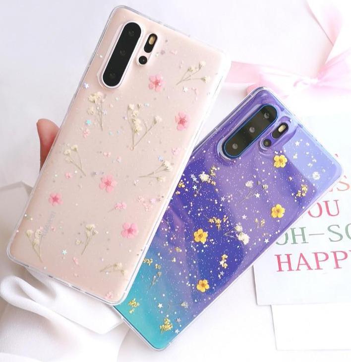 Gepresste Blumen-Blüten Hülle/Case für Huawei Pura 70, 70 Pro, 70 Ultra, P60 Pro, P50, P50 Pro, P30, P30 Pro, P20, P20 Pro, Mate 60 Pro, 50 Pro, 40 Pro, Nova 12s, 12i, 12 SE | ZITOCASES®