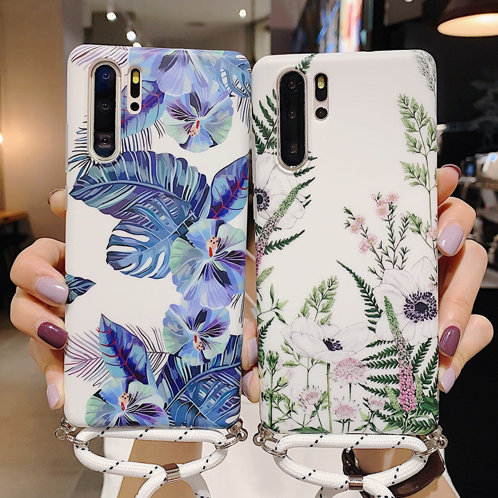 Blumen Motiv Soft Hülle/Case zum Umhängen (Inkl. Kordel) verschiedene Farben für Huawei Pura 70, 70 Pro, 70 Ultra, P60 Pro, P50, P50 Pro, P40, P40 Pro, P30, P30 Lite, P30 Pro, P20, P20 Lite, P20 Pro, Mate 60 Pro, 50 Pro, 40 Pro, Nova 12s, 12i, 12 SE | ZITOCASES®