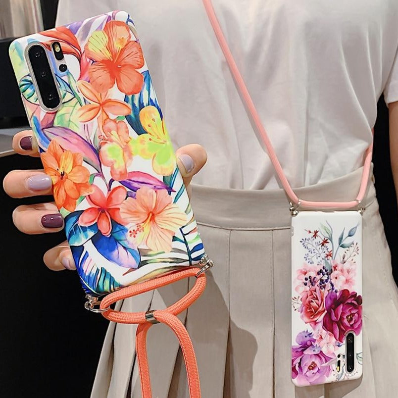 Blumen Motiv Soft Hülle/Case zum Umhängen (Inkl. Kordel) verschiedene Farben für Huawei Nova-Serie | ZITOCASES®