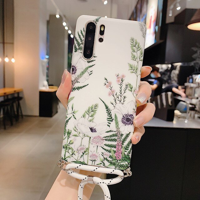 Blumen Motiv Soft Hülle/Case zum Umhängen (Inkl. Kordel) verschiedene Farben für Huawei Pura 70, 70 Pro, 70 Ultra, P60 Pro, P50, P50 Pro, P40, P40 Pro, P30, P30 Lite, P30 Pro, P20, P20 Lite, P20 Pro, Mate 60 Pro, 50 Pro, 40 Pro, Nova 12s, 12i, 12 SE | ZITOCASES®