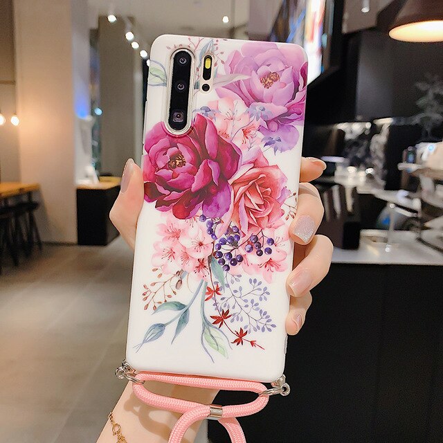 Blumen Motiv Soft Hülle/Case zum Umhängen (Inkl. Kordel) verschiedene Farben für Huawei Pura 70, 70 Pro, 70 Ultra, P60 Pro, P50, P50 Pro, P40, P40 Pro, P30, P30 Lite, P30 Pro, P20, P20 Lite, P20 Pro, Mate 60 Pro, 50 Pro, 40 Pro, Nova 12s, 12i, 12 SE | ZITOCASES®