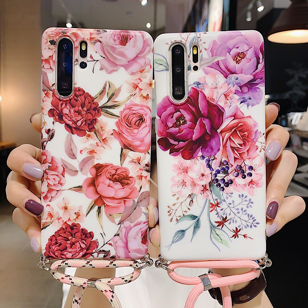 Blumen Motiv Soft Hülle/Case zum Umhängen (Inkl. Kordel) verschiedene Farben für Huawei Pura 70, 70 Pro, 70 Ultra, P60 Pro, P50, P50 Pro, P40, P40 Pro, P30, P30 Lite, P30 Pro, P20, P20 Lite, P20 Pro, Mate 60 Pro, 50 Pro, 40 Pro, Nova 12s, 12i, 12 SE | ZITOCASES®