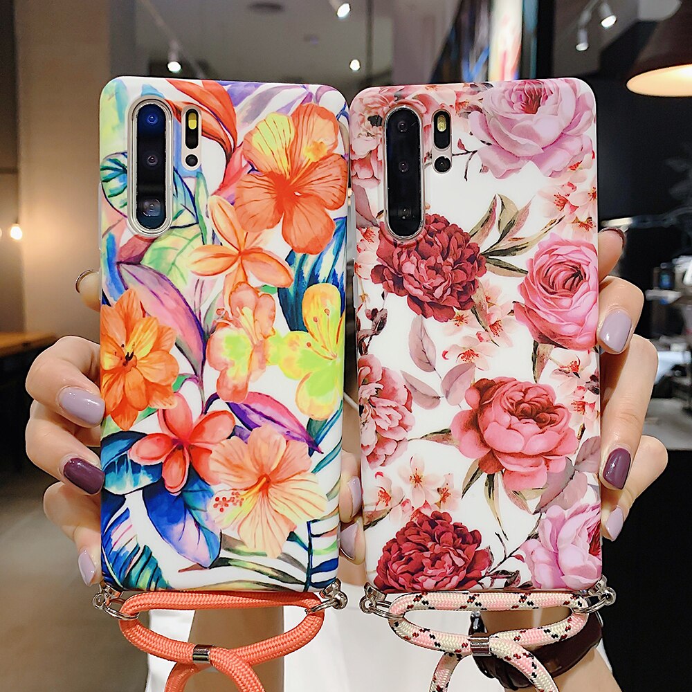 Blumen Motiv Soft Hülle/Case zum Umhängen (Inkl. Kordel) verschiedene Farben für Huawei Pura 70, 70 Pro, 70 Ultra, P60 Pro, P50, P50 Pro, P40, P40 Pro, P30, P30 Lite, P30 Pro, P20, P20 Lite, P20 Pro, Mate 60 Pro, 50 Pro, 40 Pro, Nova 12s, 12i, 12 SE | ZITOCASES®