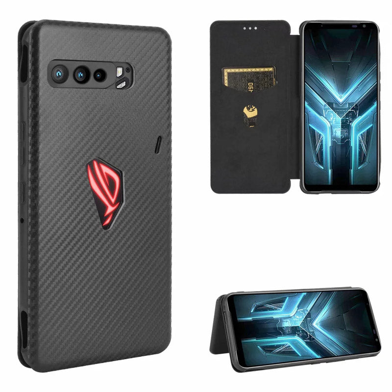 Kunstleder Carbon Klapp Hülle/Flip Case für Asus ROG Phone 8, 8 Pro, 7 Ultimate, 7, 6D, 6D Ultimate, 6, 6 Pro, 5s, 5s Pro, 5, 5 Ultimate, 3, 2, ZenFone 11 Ultra, 10, 9, 8, 7 Pro, 6 | ZITOCASES®