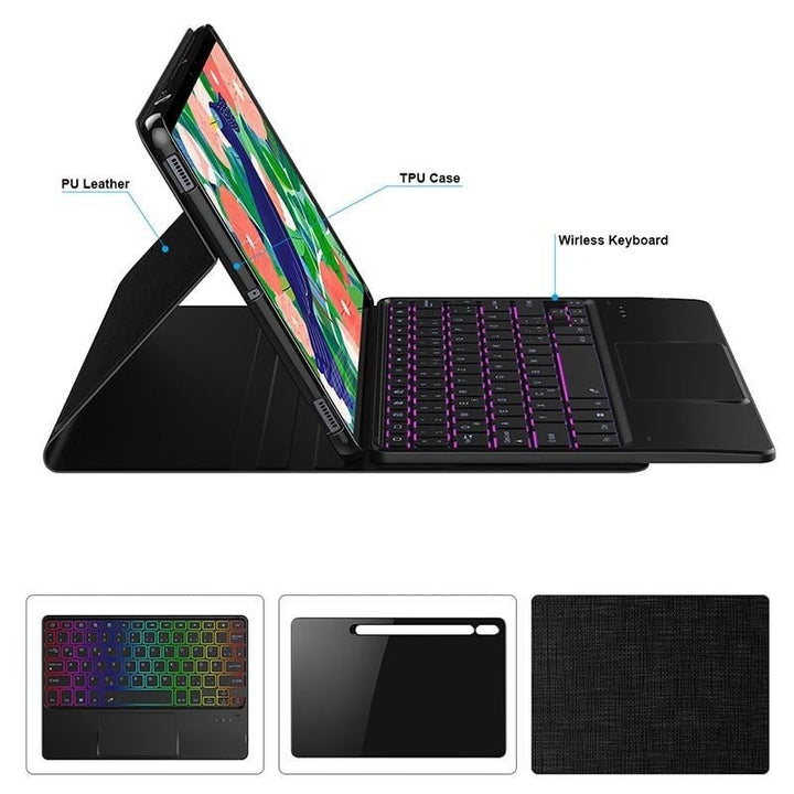 Laptop-Style Hülle/Case inkl. Touchpad & LED Bluetooth Tastatur für Samsung Galaxy Tab S10 Plus, S10 Ultra, S9, S9 Plus, S9 Ultra, S8, S8 Plus, S8 Ultra, S7, S7 Plus, A7, A7 Lite, A8 | ZITOCASES®