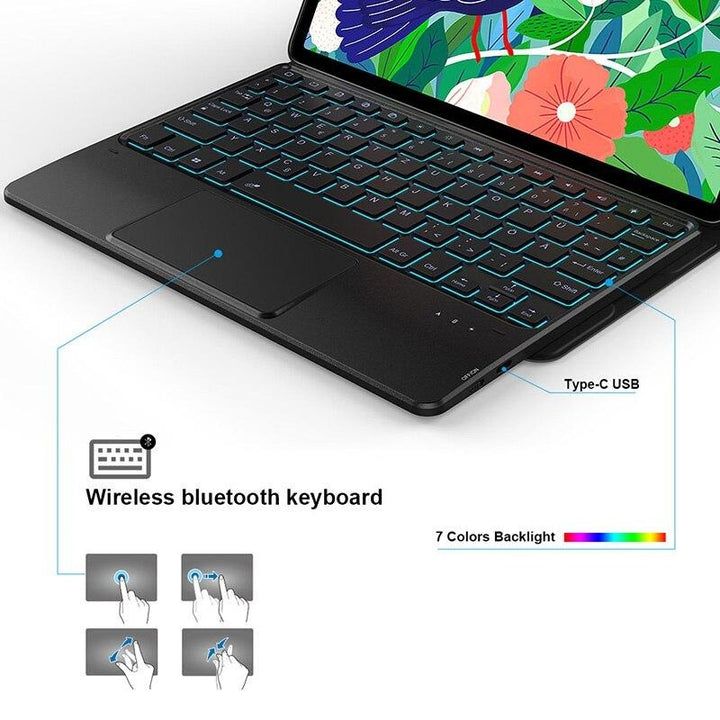 Laptop-Style Hülle/Case inkl. Touchpad & LED Bluetooth Tastatur für Samsung Galaxy Tab S10 Plus, S10 Ultra, S9, S9 Plus, S9 Ultra, S8, S8 Plus, S8 Ultra, S7, S7 Plus, A7, A7 Lite, A8 | ZITOCASES®